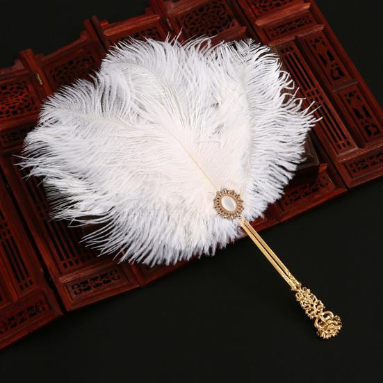 Tanzender Fächer Klassischer Tanz Trainingsfächer mit Hohem Rückprall Simulierte Feder Seidenoberfläche Verdickte Bambusrippen Fächer Hanfu Cheongsam Accessoires