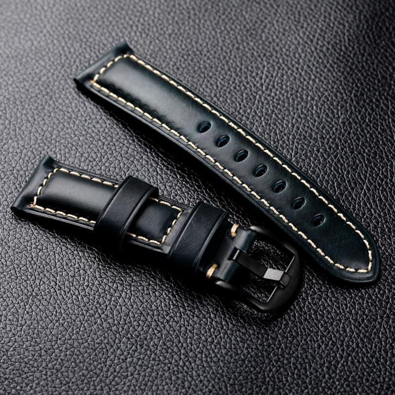 Cinturino in Pelle di Vacchetta Strato Superiore Fatto a Mano 18 19 20 21 22 23 24 26MM Pelle Cerata ad Olio Vera Pelle Vintage Braccialetto da Uomo