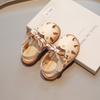 New Summer Girls' Closed-Toe Sandals - Floral Print Princess Shoes with Soft Sole, Country Style for Little Girls