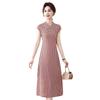 2026 New Style Slimming Qipao Plaid Mid-Length Dress for Women