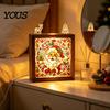 Innen-Haus-Dekoration DIY Weihnachten Acryl-Puzzle Nachtlicht, Holzrahmen Handmontiertes Puzzle Schreibtischlicht Lampe, Kreatives LED für Schlafzimmer