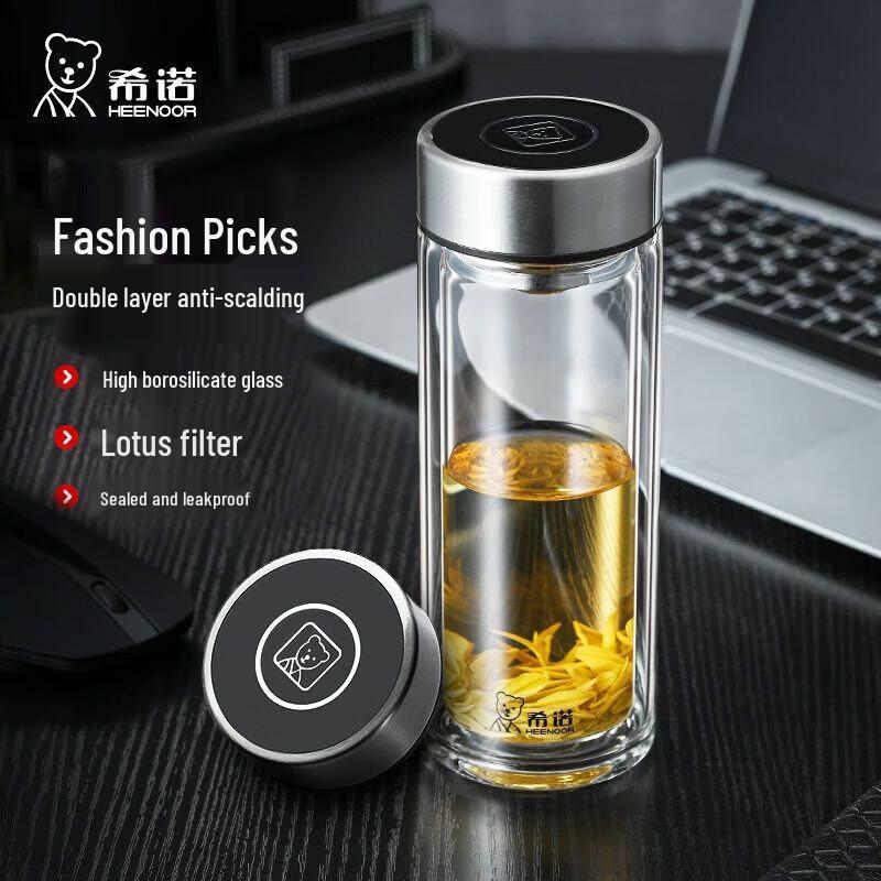 Heenoor XN-6592 Double Wall Glass Water Bottle