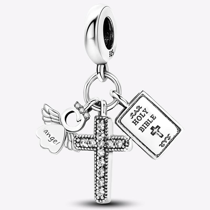 Copper The Bible Cross Sun Moon Blue Series Charms Beads Fit For Women Bracelets Diy High Quality Fine Jewelry