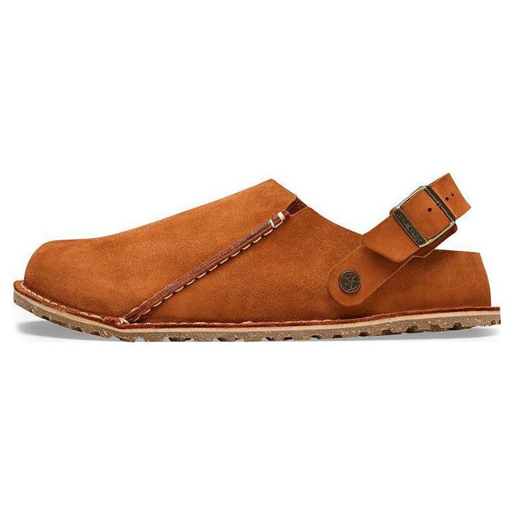 Birkenstock Lutry Замшевые Круглый Носок Пряжка Повседневные Унисекс Повседневная Обувь Коричневый 1025390 39