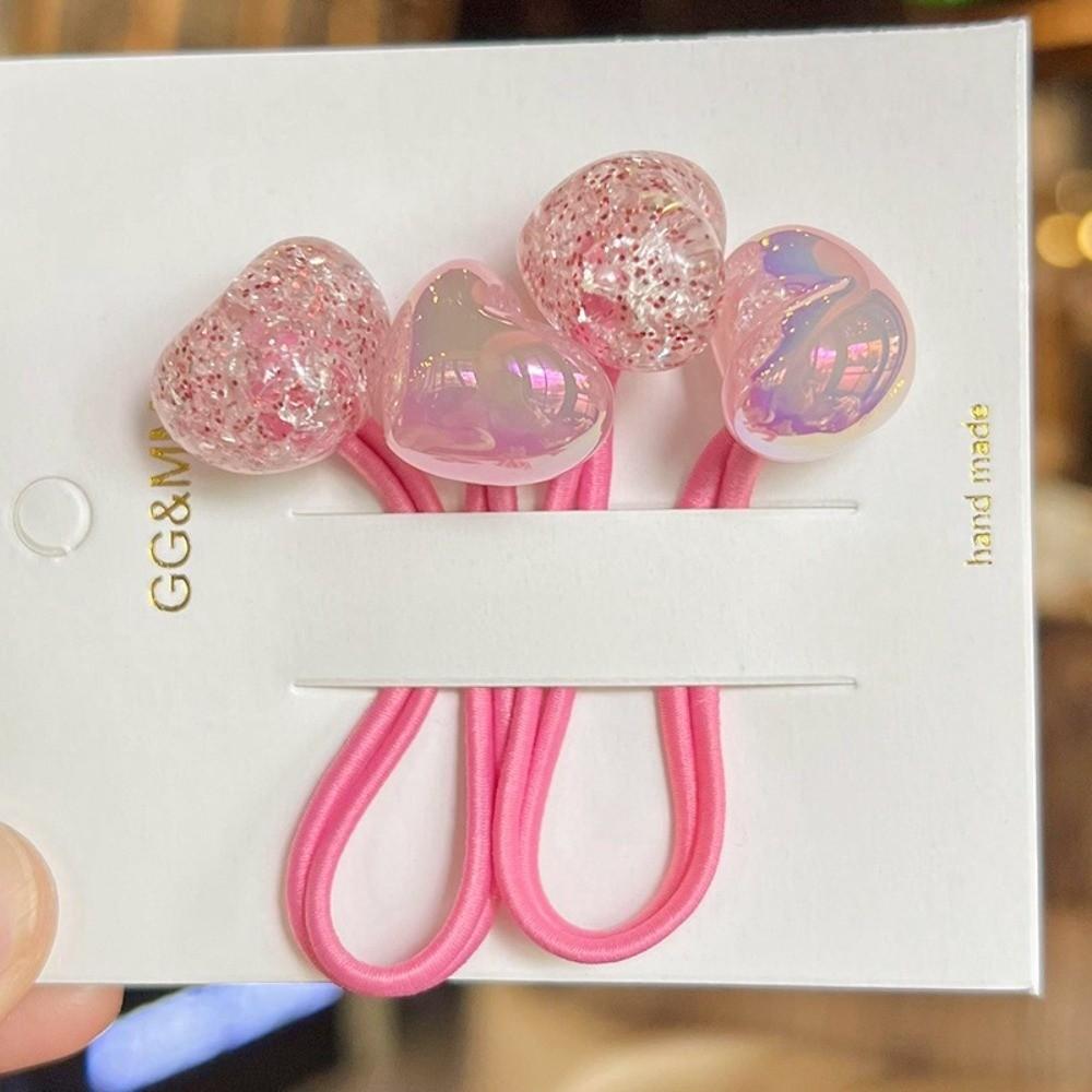 2pcs/lot Elastic Hair Ties Acrylic Beads Kids Hair Bands Cute Ponytail Hair Ties Hair Accessories