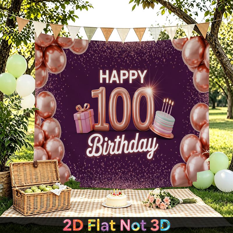 Rose Birthday Backdrop 1pc - Polyester Banner