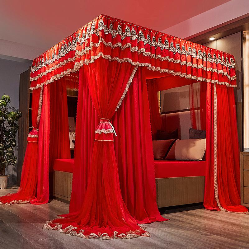 Double Layer Blackout Curtain Mosquito Net with Stainless Steel Bracket - Floor-Standing Design