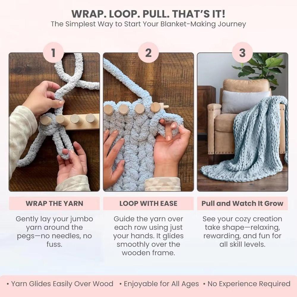 Adjustable Size Chunky Blankets Loom Portable Modular Design Hand Knitting Board Beginner Friendly Easy Assembly