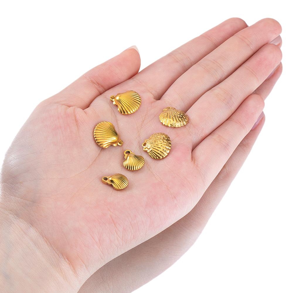 10pcs Striped Sea Shell Pendant Stainless Steel with Hole Bracelet Bohemia Earring Necklace Charm DIY Jewelry Making Wholesale