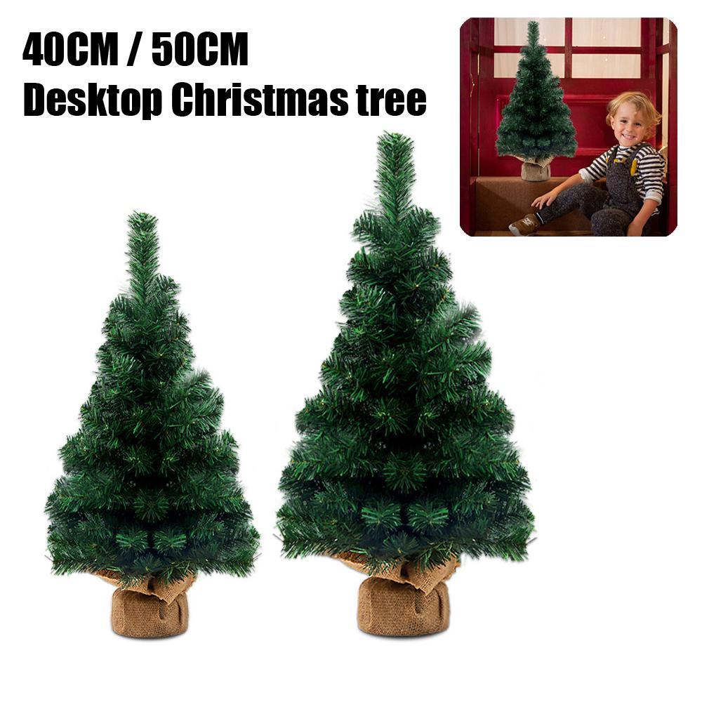 40/50cm Mini Christmas Trees Green With Linen Base Perfect Desktop Ornaments Store Window Displays Christmas Add Festive Touch