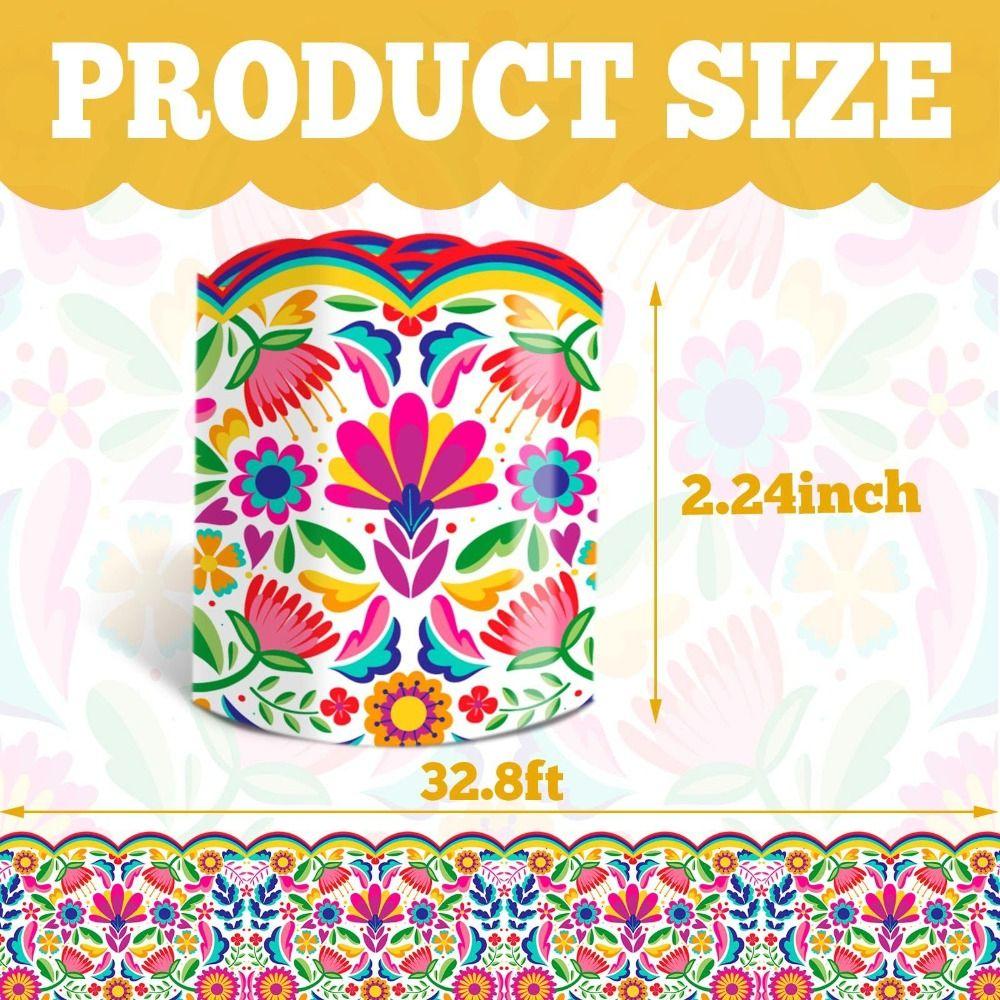 Mexican Flowers Border Decorative Sticker Self Adhesive DIY Poster Border Stickers Black Board Decorative Stickers