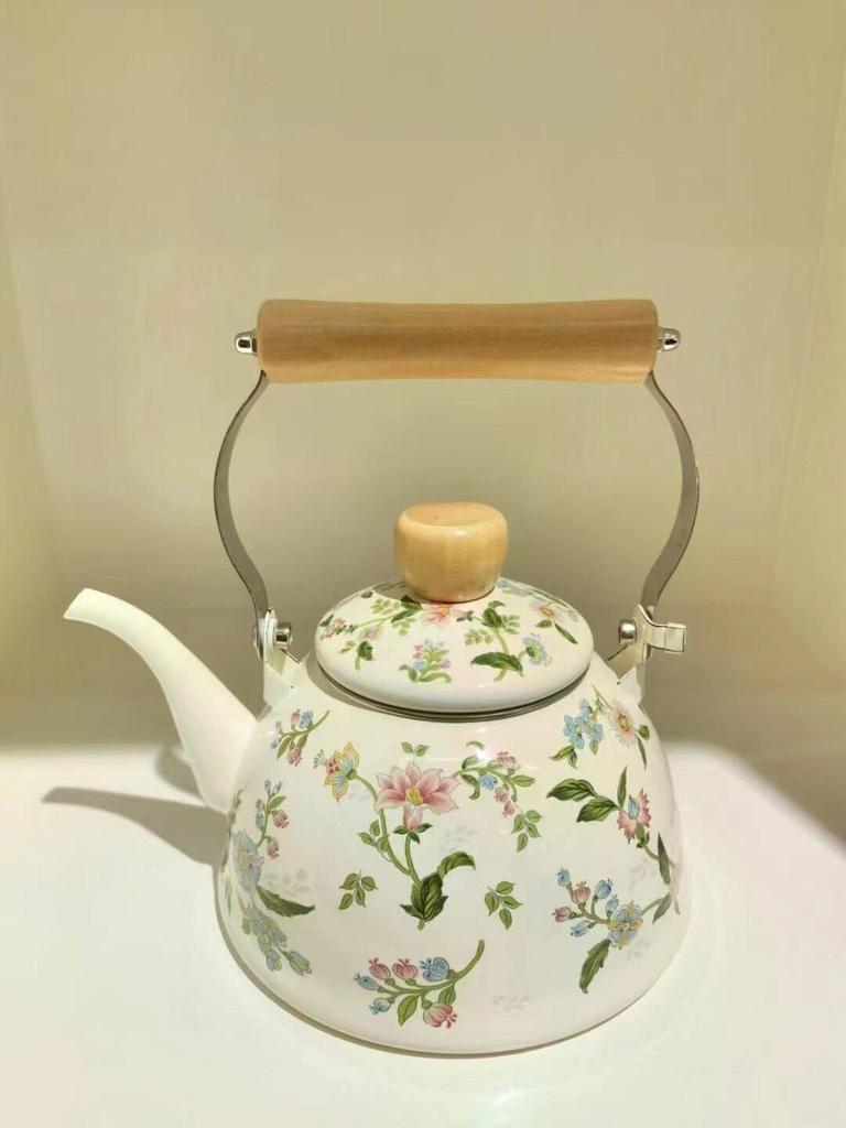 Ethnic Style Thickened Enamel Milk Tea Kettle for Induction Cooktops