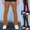 Men Faux Leather Pants Mid Waist Loose Smooth Solid Color Hip Hop