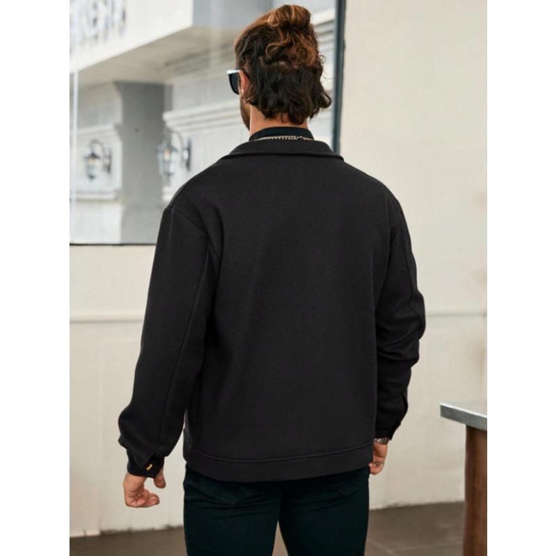Giacca Sovraccamicia da Uomo Bordo con Zip e Tasche a Patta Cappotto Casual