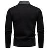 Men's Casual Patchwork Fake Two-piece Knitted Inner Sweater, Men's Warm Lapel Shirt Sweater