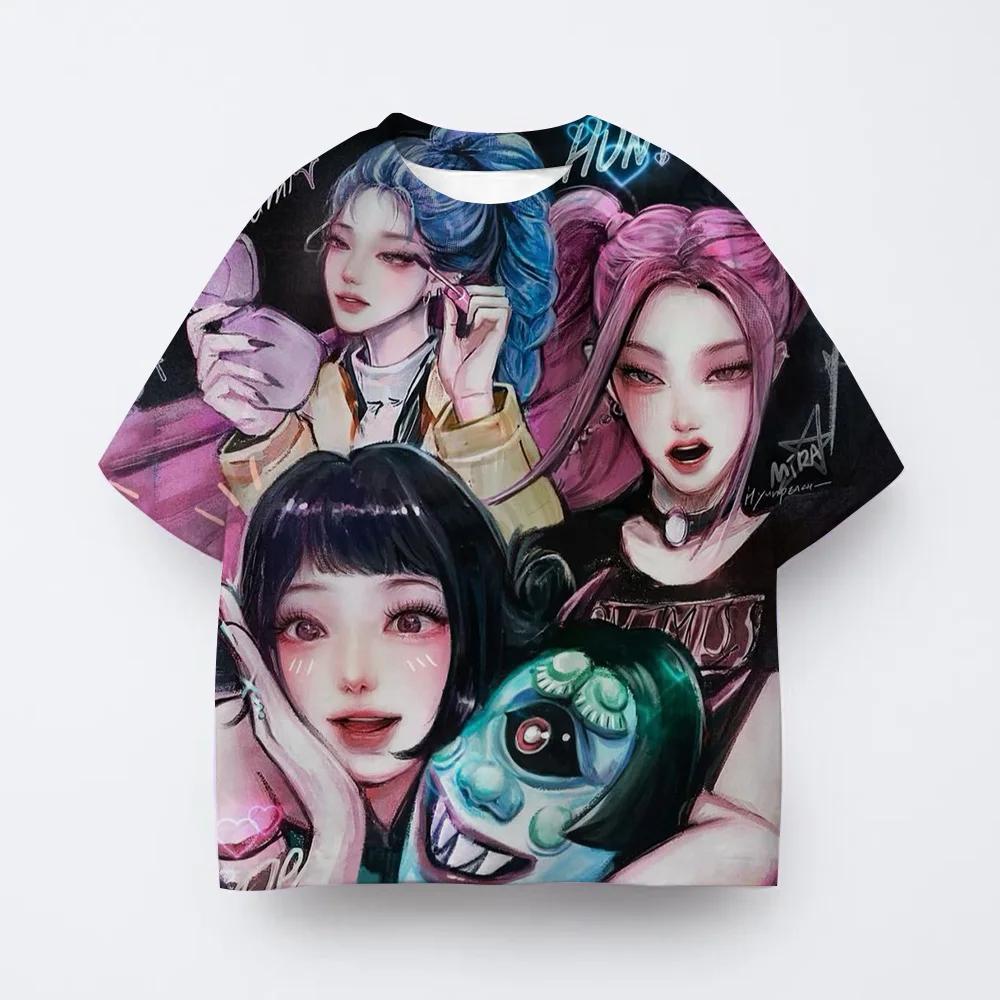 Summer Girl Clothes Kpop Devil Hunter Cartoon T-shirt Fun Gift for Fans Harajuku Cool Children's T-shirt Summer Top 2025