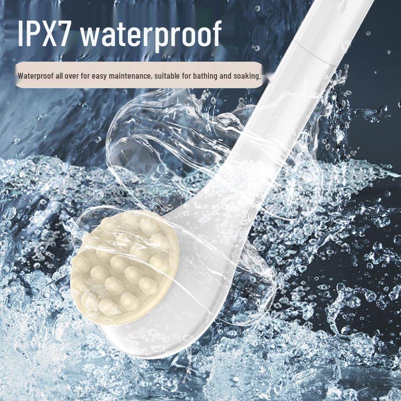 Electric Full-Body Exfoliating Bath Brush with Long Handle for Back Scrubbing and Massage