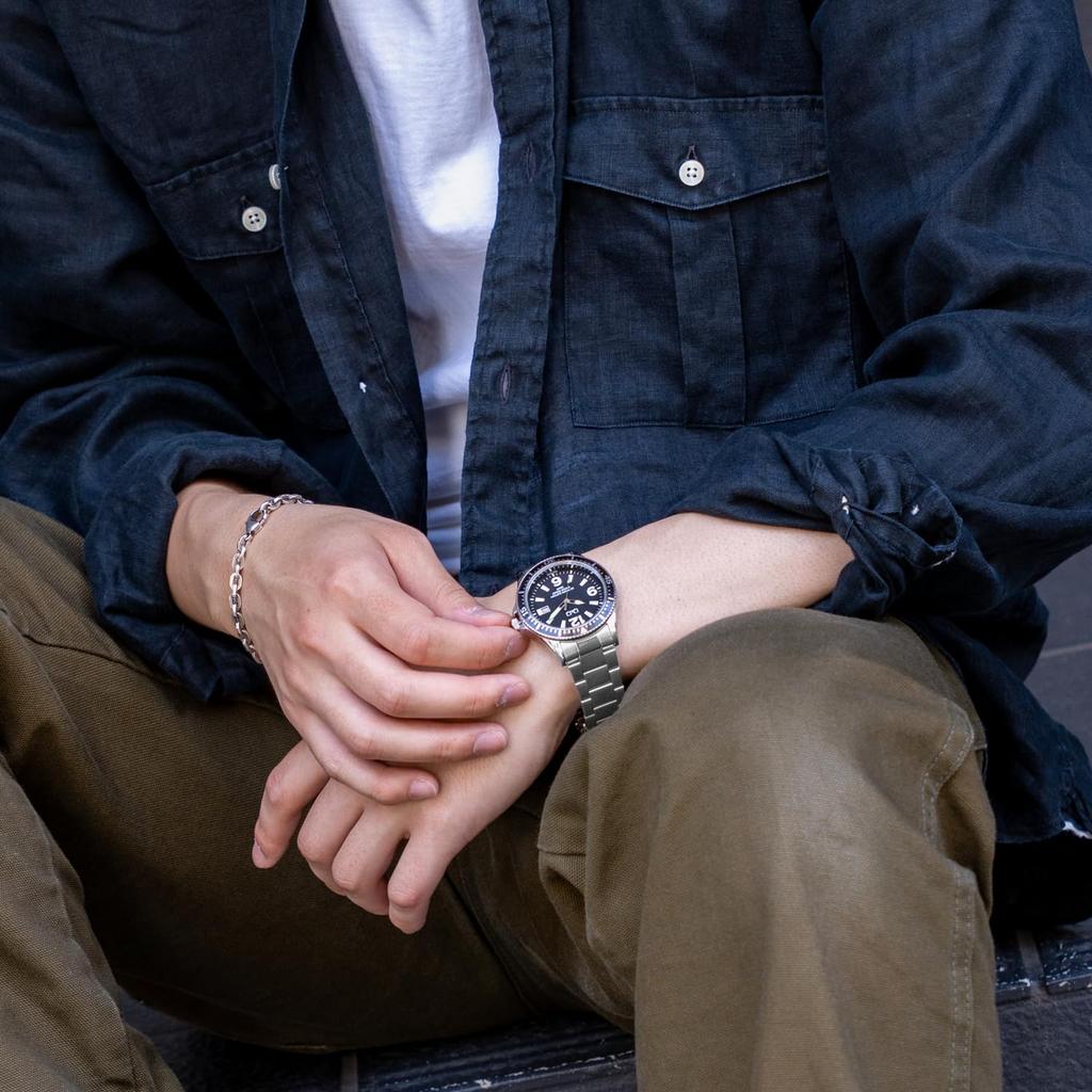 Citizen Analog Battery Date Metal Black Q&Q Men's Watch, 10-Year Life, Waterproof, Display, Band, A24A-001PK,