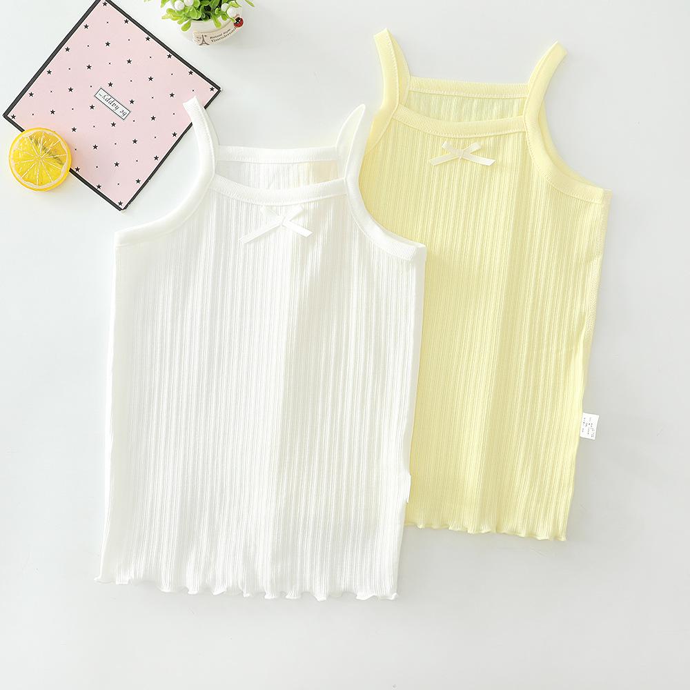 Children's 100% Cotton Jacquard Sleeveless Pajamas – Unisex, 2-Piece Set