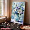 DIY Frameless Pearl Painting Kit Blue Vase Flowers 3D Shiny Bead Art Canvas Relaxing Creative Craft for Home Wall Decor Gift