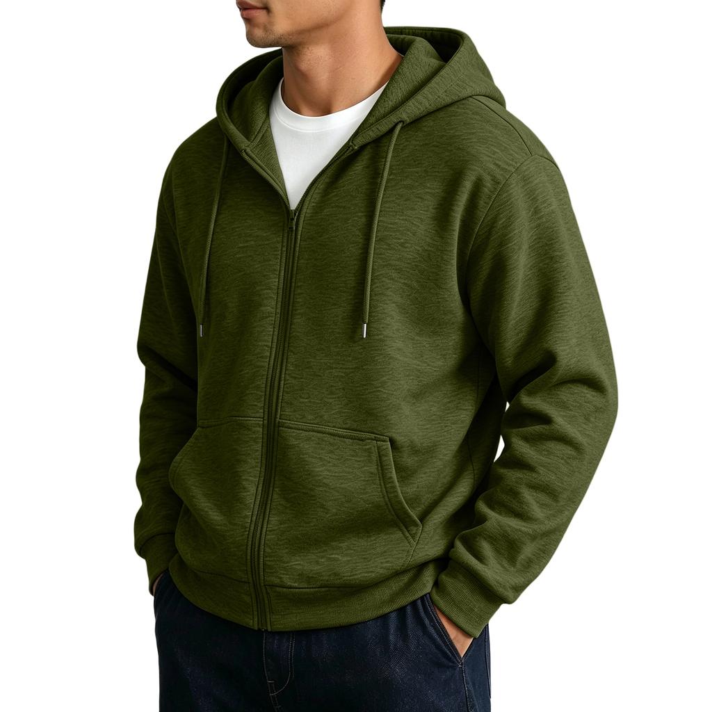 Herren Reißverschluss Hoodie Jacke mit Großen Taschen Farbe Lässig