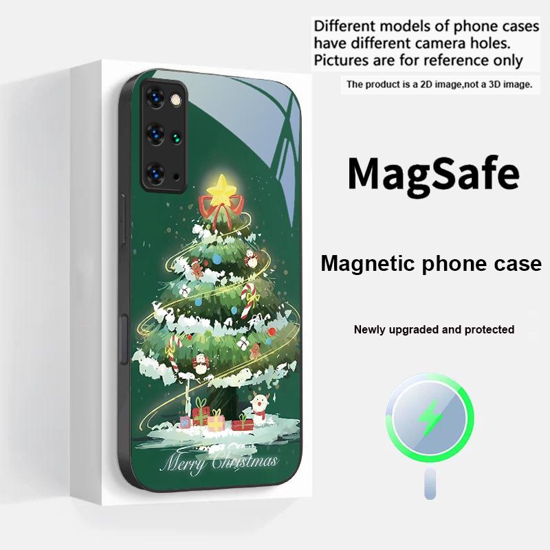 Decorated Christmas Tree For Magsafe Samsung S25 S25 Edge S25Ultra S8 9 10 20 S21 Pro 22 Plus S23 FE S24 Ultra Glass Phone Case