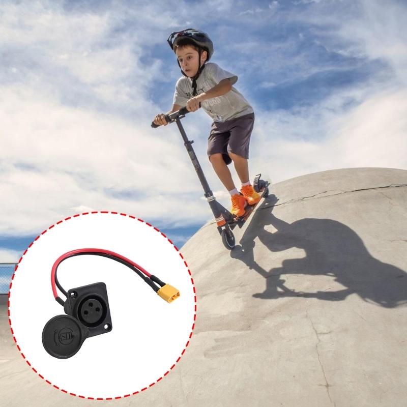 Porta di Ricarica con Spina Femmina a 3 Pin Leggera per Scooter Elettrico, Porta di Ingresso Alimentazione con Protezioni Elettriche Migliorate