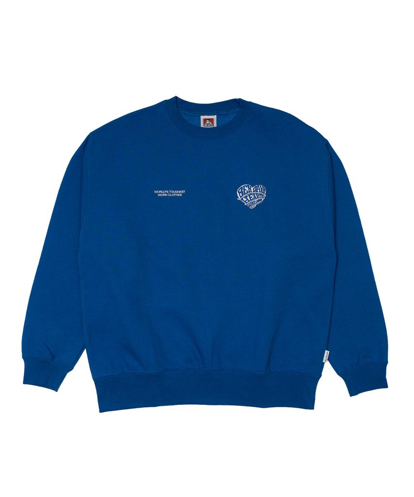 BEN DAVIS Heart Embroidered Crewneck Sweatshirt Black