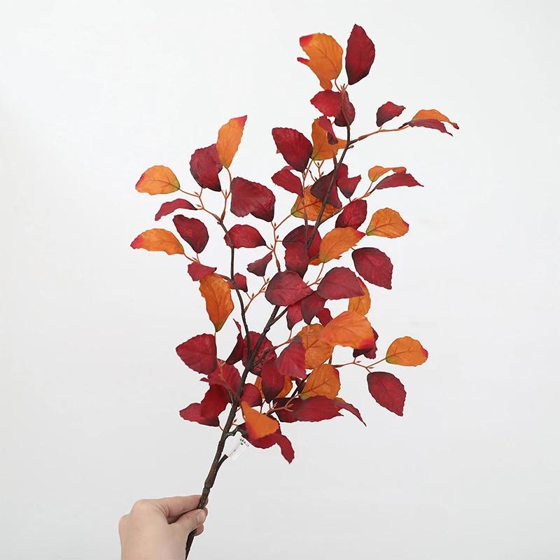 

Artificial Green Plants Silk Beech Leaves Floral Wedding Decoration 98cm Long Branch Simulation Plant Leaf Office Decorative червоний
