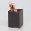 Pen Holder White Stitching Faux Leather Desk Organizer Waterproof Easy To Clean Square Pencil Holder