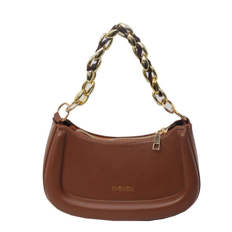 

Summer 2024 Stylish Small Pu Leather Crossbody Bag With Chain For Trendsetting Women коричневий