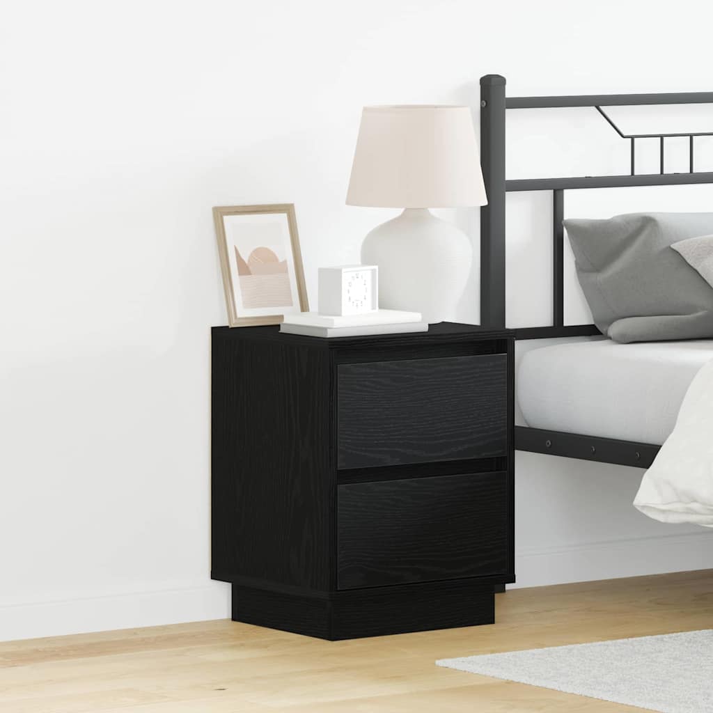 Nightstand Black Oak Look 39 x 34.5 x 50 cm Engineered Wood