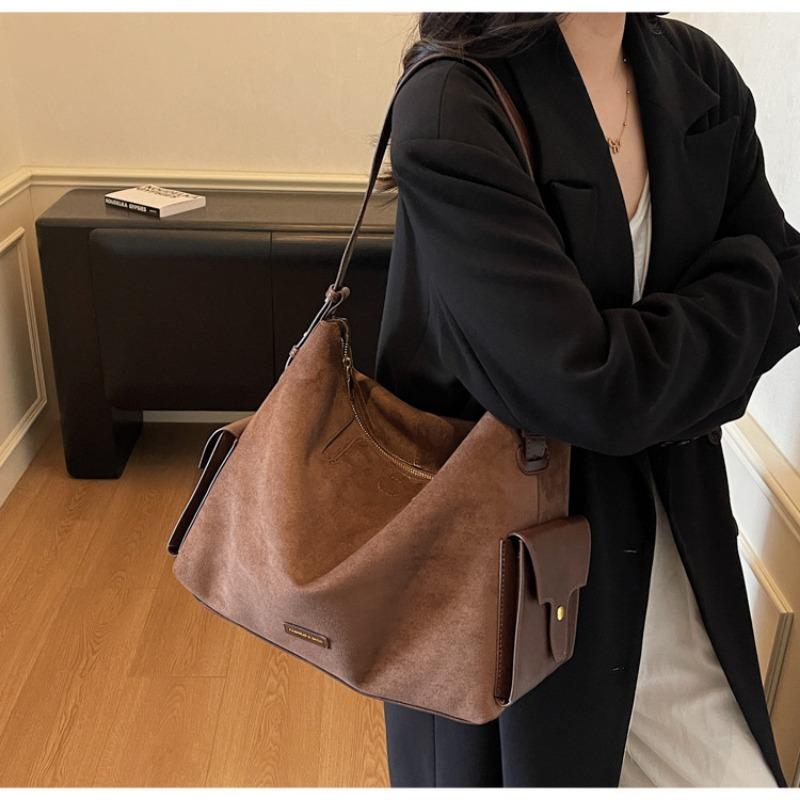Frosted Retro Bag Women's Large Capacity Autumn and Winter Niche Design Shoulder Messenger Bag Commuter Tote Bag