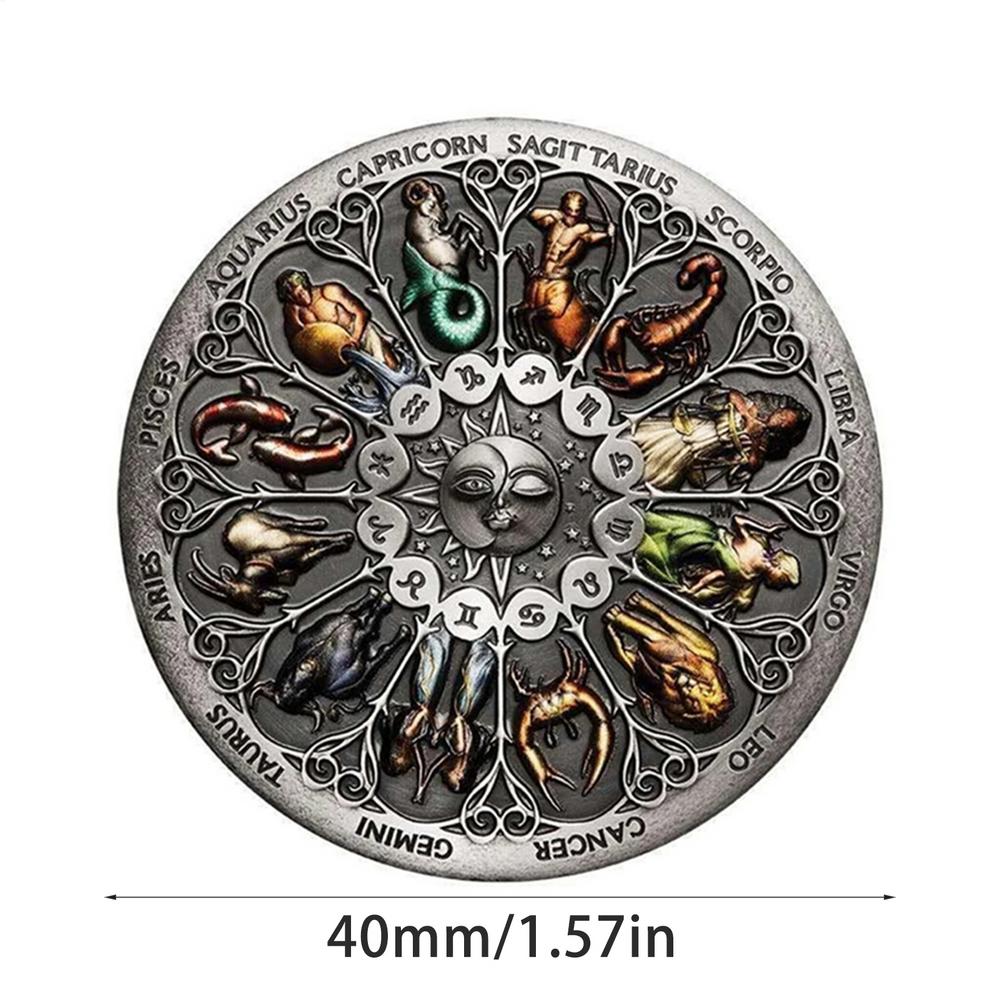 

1pc Chinese Twelve Zodiacs Signs China Culture Taiji Astrology Collectible Souvenir Coin For Luck Gifts