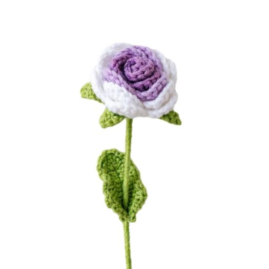 

Artificial Rose Wool Crochet Flower Never Wither Long Lasting Flower 3D Texture Design Romantic Bloom for Mother s фіолетовий