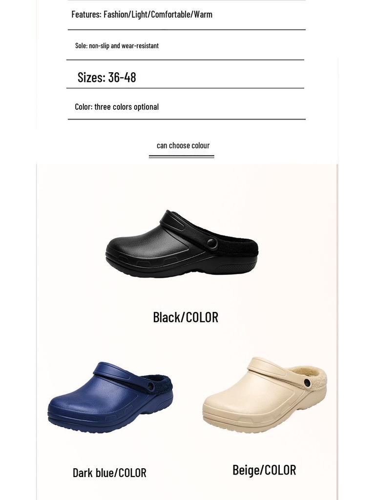 Winter 2025 Fleece-Lined Closed-Toe Waterproof Cotton Slippers for Couples