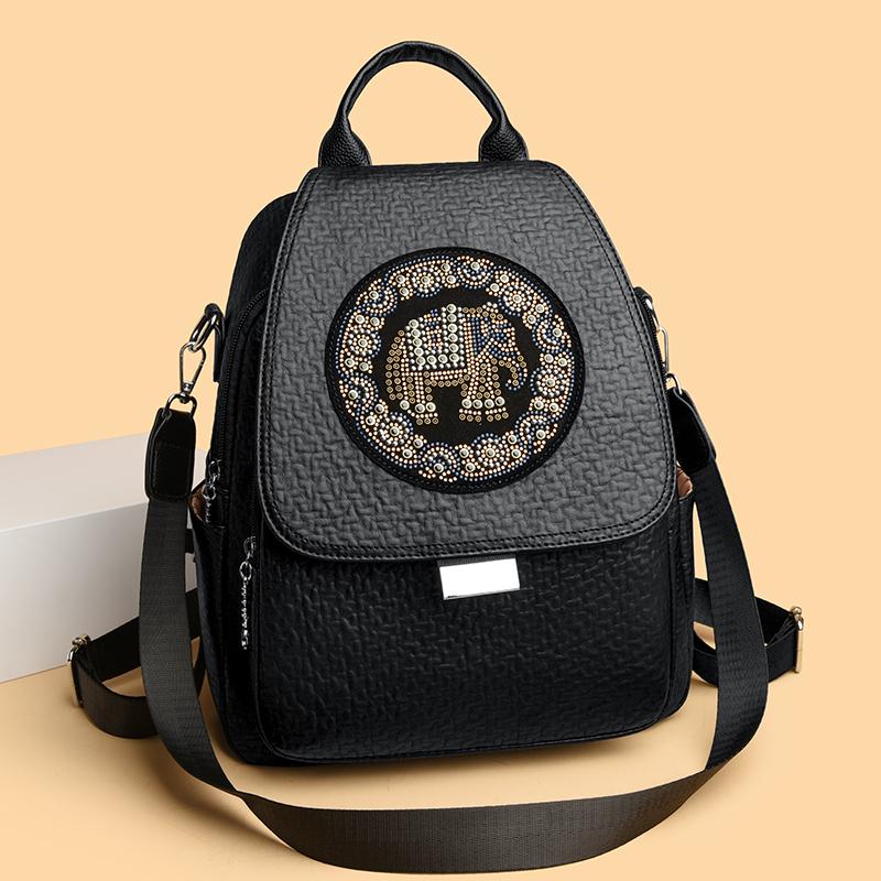 Elephant Embossed Women's PU Backpack Travel Backpack