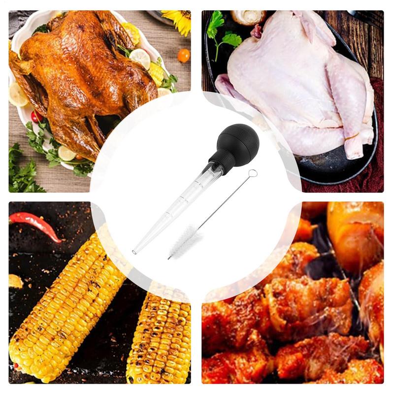 Baster Syringe Turkey Injector Kitchen Cooking Baster Syringe With Cleaning Brush For Basting Meat Hot Liquids Accessories