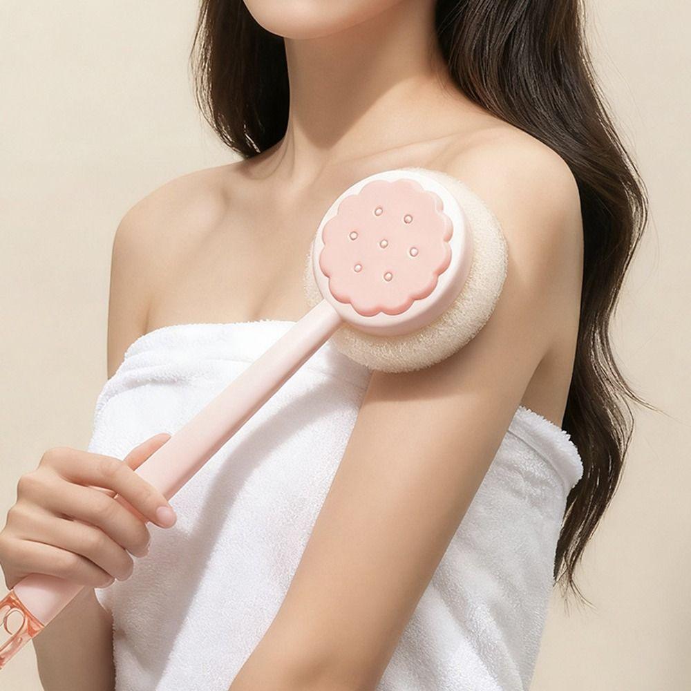 Non-Slip Grip Bath Brush 2 In 1 Shower Loofah Sponge Skin-friendly Body Scrubber Home Use