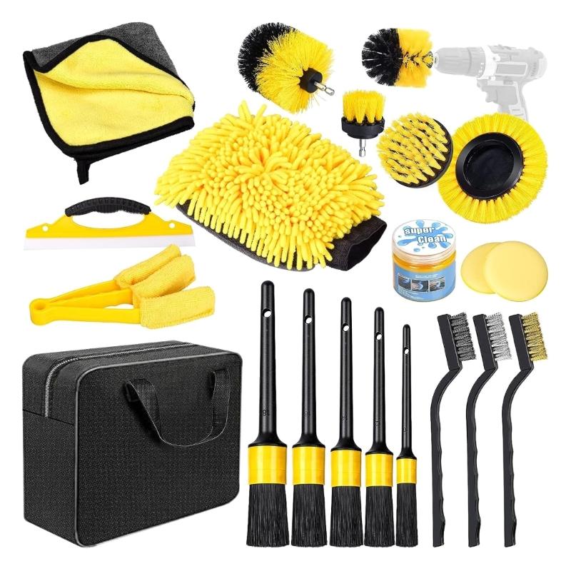 Car Cleanings Set Car Set for Interior and Exteriors Car Washing Set with Brushes Polishing Sponges Cleanings