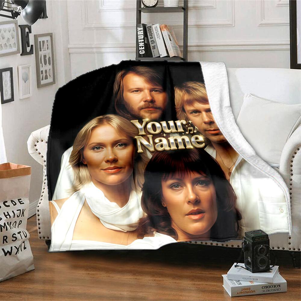 1PC Abba Custom Name Patterned Flannel Blanket Suitable For All Seasons For Home Decor Warmth And Comfort Gifts Holiday Present