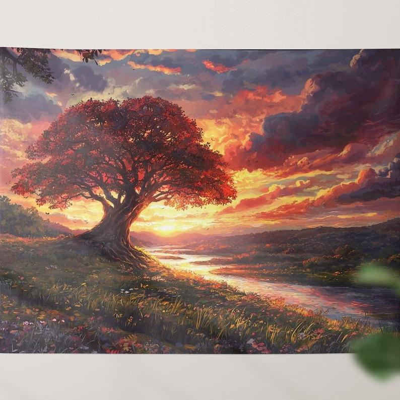 Magnificent Sunset Tree tapestry 75x100 чёрный