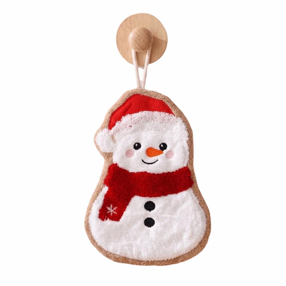Kawaii Xmas Hanging Hand Towel Creative Cleaning Hand Cloth Santa Claus Handkerchief Home Decor