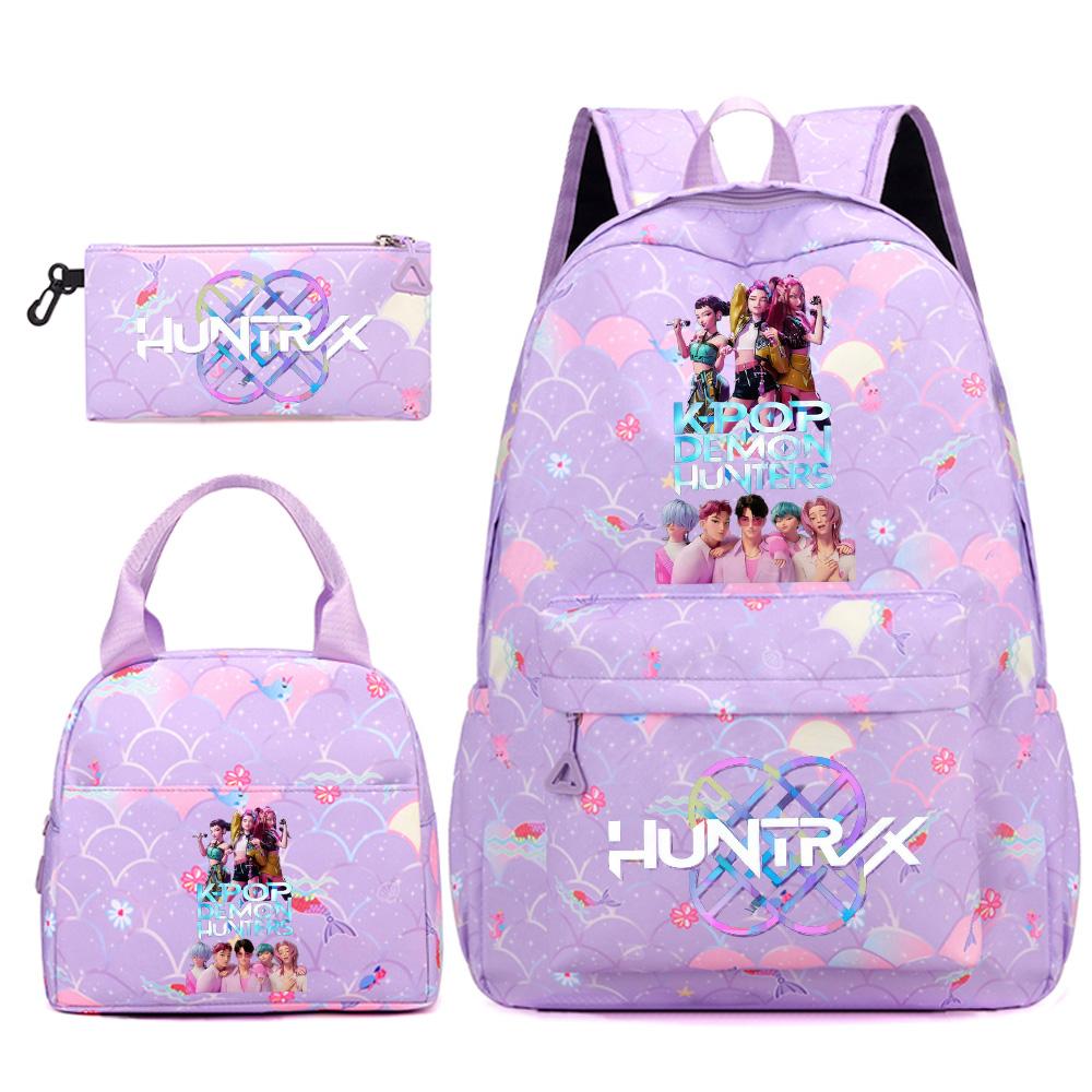 3Pcs/set Cute Kpop Printed Backpack Handbag Pencil Case for Teenger Student Girl Boy Schoolbag Kid Bookbag Large Capacity Travel Bag Gift Mochila