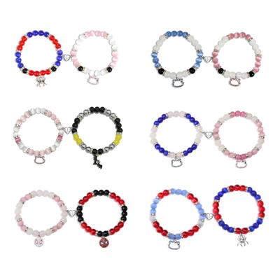 Pulseras ajustables de cuentas trenzadas, joyería de Navidad y cumpleaños, regalo, pulseras magnéticas a juego para parejas, pulsera para mejores amigos.