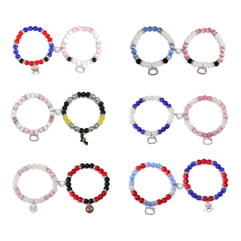 Adjustable Braid Bead Bracelets Christmas Birthday Jewelry Gift Magnetic Couple Matching Bracelets Best Friend Bracelet