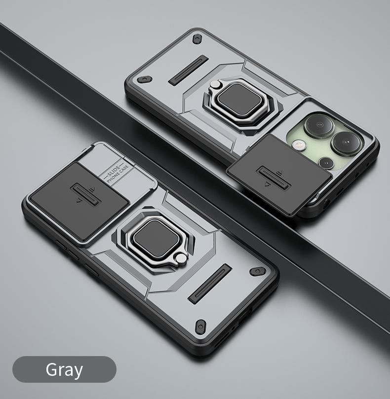 For Xiaomi Redmi Note 13 4G Case Slide Camera Phone Case Xiaomi Redmi Note 13 Pro 4G Cover Armor PC Shockproof Metal Stand Cover