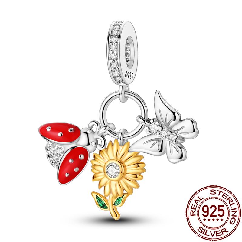 New Charms Copper Colorful Plant Flower Fruit Charm Beads Fit Snake Chain Bracelet Necklace Women Diy Jewelry