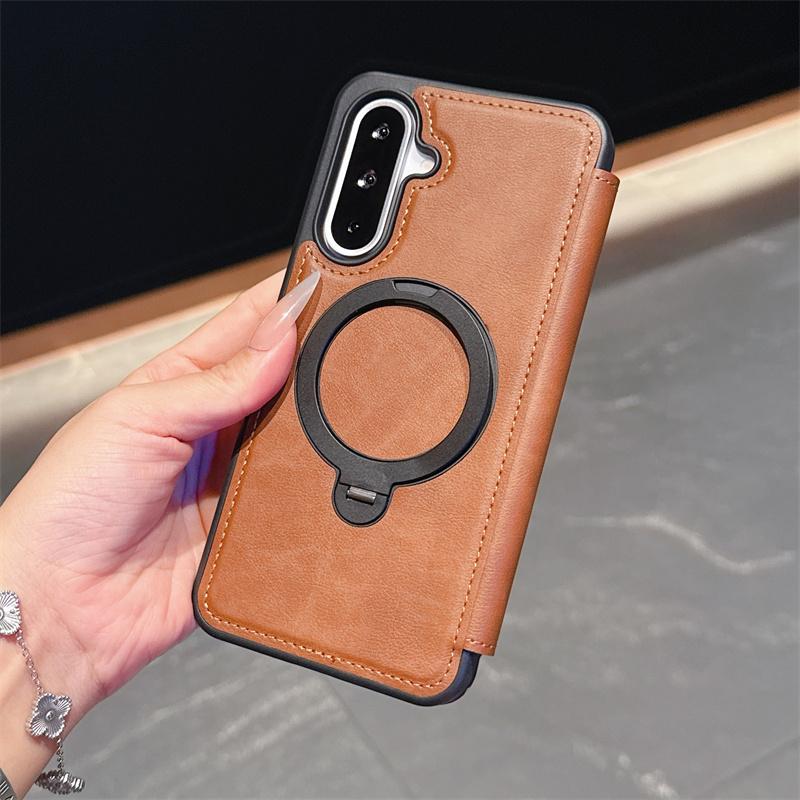 

PU Leather Card Wallet Flip Case For Samsung Galaxy A56 A36 A26 A16 A55 A35 A15 A17 Magnetic Magsafe 360 Rotat Ring BracketCover For Galaxy A56