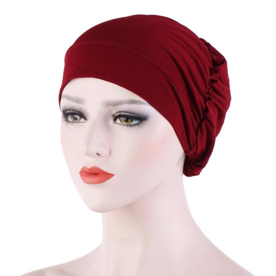 Women Small Solid Color Soft Knotted Night Sleep Beanie Bonnet Chemo Hat Cover